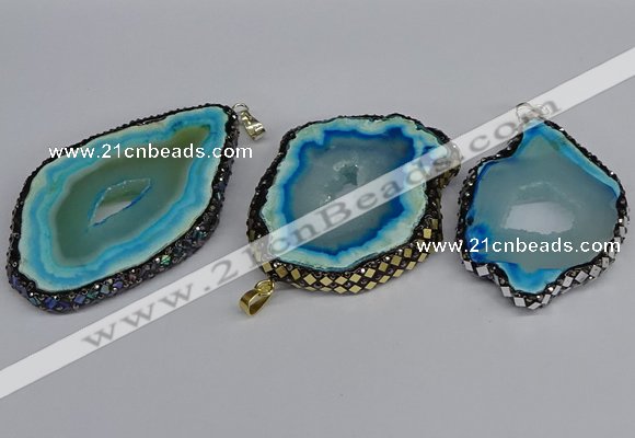 CGP3399 45*50mm - 45*60mm freeform druzy agate pendants