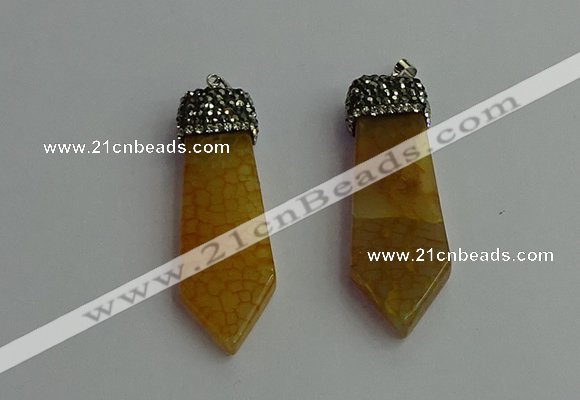 CGP340 12*50mm - 15*55mm arrowhead agate pendants wholesale