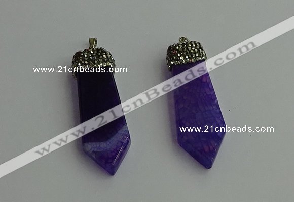 CGP341 12*50mm - 15*55mm arrowhead agate pendants wholesale