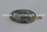 CGP3411 35*50mm faceted oval agate pendants wholesale