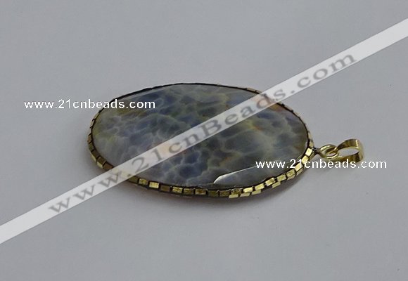 CGP3411 35*50mm faceted oval agate pendants wholesale