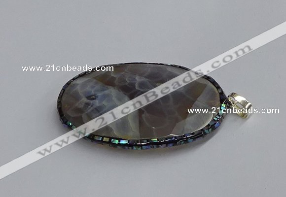 CGP3412 35*50mm faceted oval agate pendants wholesale