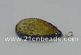 CGP3418 30*50mm - 35*55mm flat teardrop fossil coral pendants