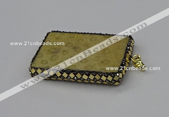 CGP3421 35*60mm - 40*50mm rectangle fossil coral pendants