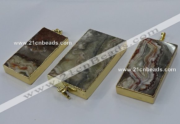 CGP3427 25*45mm - 30*55mm rectangle crazy lace agate pendants