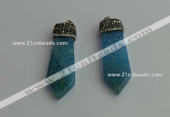 CGP343 12*50mm - 15*55mm arrowhead agate pendants wholesale