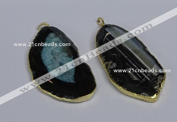 CGP3439 36*70mm - 40*80mm freeform druzy agate pendants wholesale