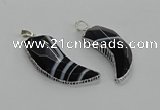 CGP3458 16*30mm - 18*40mm horn black agate pendants