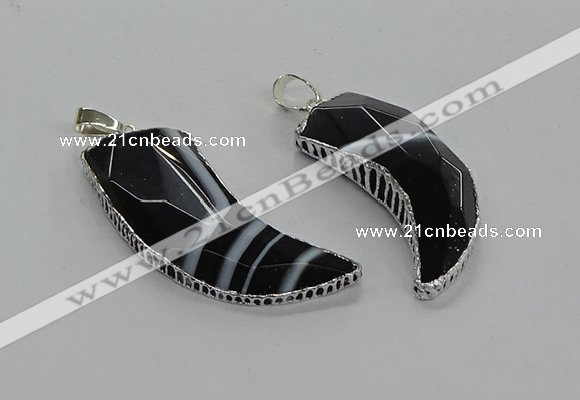 CGP3458 16*30mm - 18*40mm horn black agate pendants