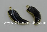 CGP3459 16*30mm - 18*40mm horn black agate pendants