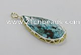 CGP3475 30*50mm - 35*55mm faceted flat teardrop ocean agate pendants