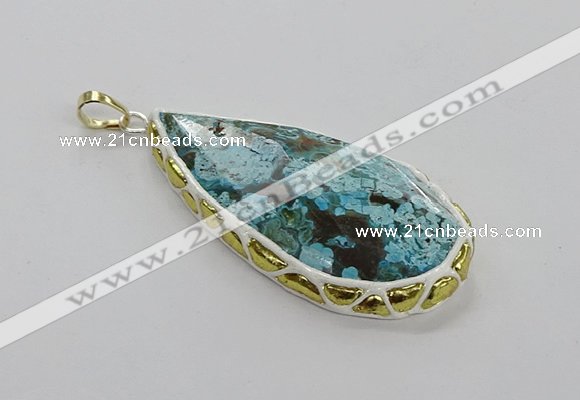 CGP3475 30*50mm - 35*55mm faceted flat teardrop ocean agate pendants