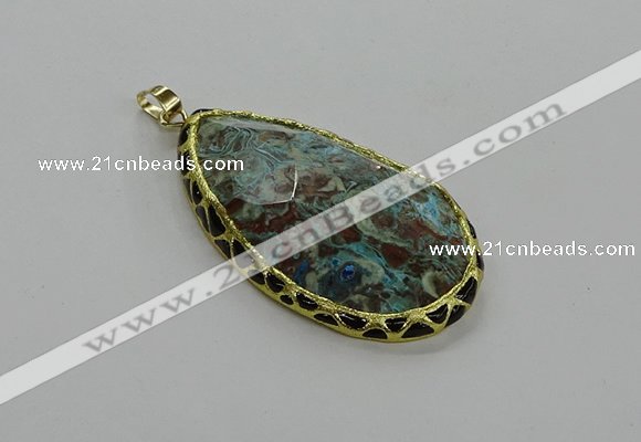 CGP3478 30*50mm - 35*55mm faceted flat teardrop ocean agate pendants