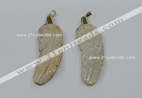 CGP3500 22*60mm - 25*65mm feather fossil coral pendants