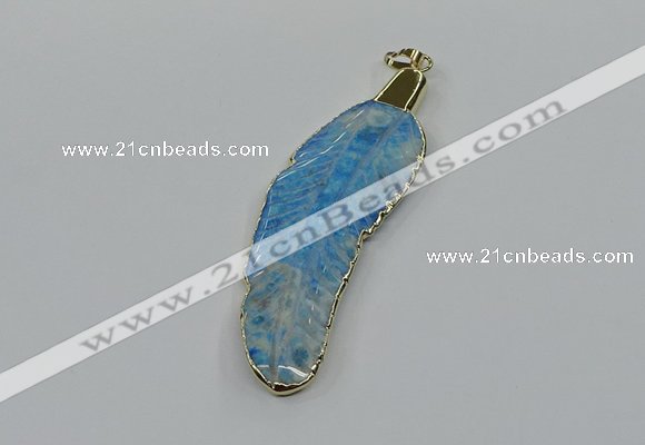 CGP3504 22*60mm - 25*65mm feather fossil coral pendants