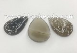 CGP3519 35*50mm - 40*55mm flat teardrop sakura agate slab pendants