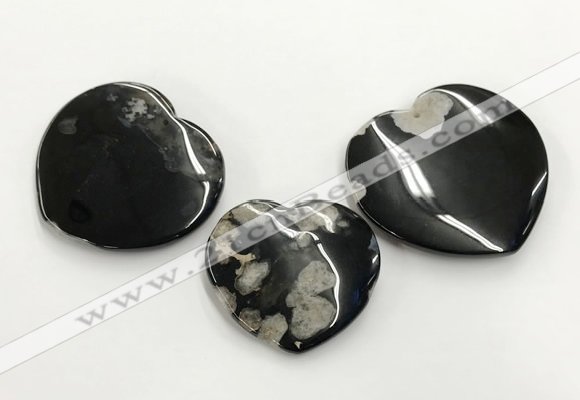 CGP3524 42*48mm - 50*55mm heart sakura agate slab pendants