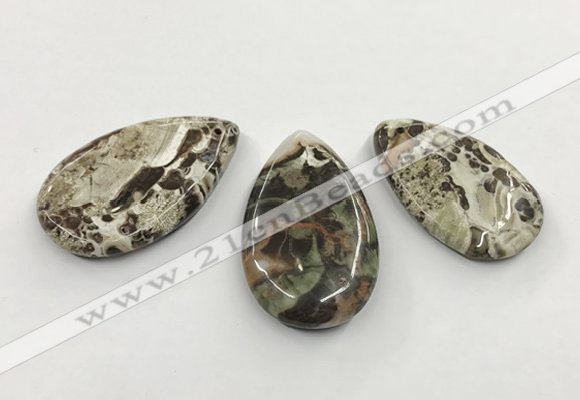 CGP3536 25*40mm - 28*48mm flat teardrop ocean agate slab pendants