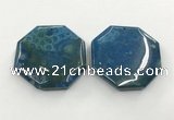 CGP3549 50mm - 53mm octagonal chrysanthemum agate slab pendants