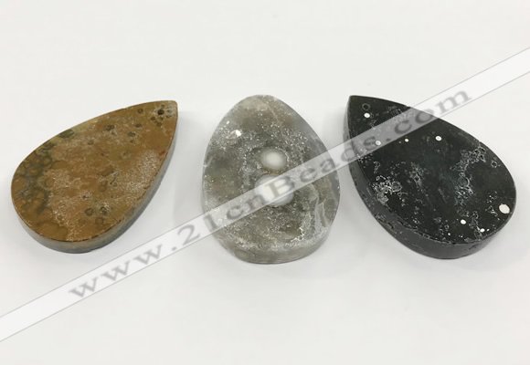 CGP3559 32*48mm - 40*60mm flat teardrop ocean agate slab pendants