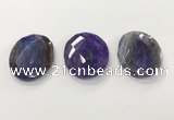 CGP3576 40*50mm faceted oval agate pendants wholesale