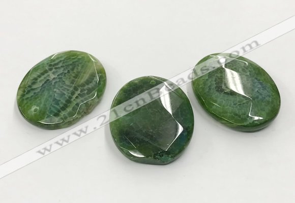 CGP3578 40*50mm faceted oval agate pendants wholesale