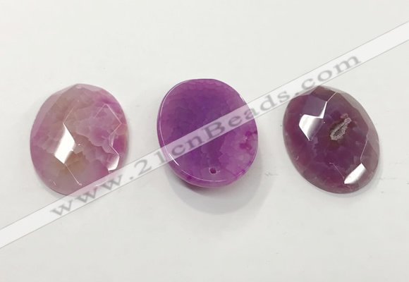 CGP3582 32*45mm faceted oval agate pendants wholesale