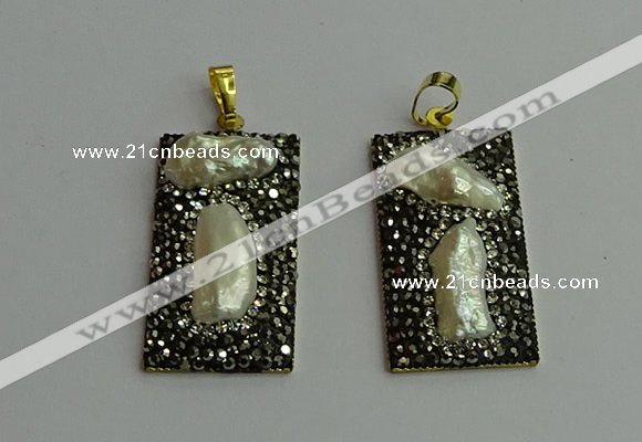 CGP383 20*40mm rectangle pearl pendants wholesale