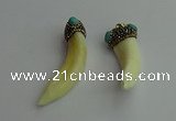 CGP387 10*55mm - 15*60mm horn wolf tooth & turquoise pendants