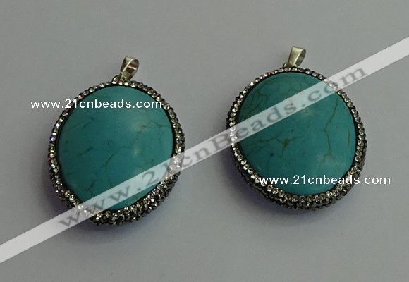 CGP405 30*40mm - 35*45mm oval turquoise pendants wholesale