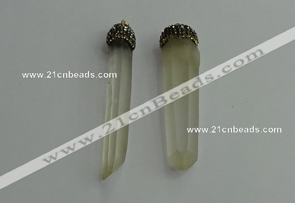 CGP407 10*55mm - 15*65mm sticks white crystal pendants wholesale