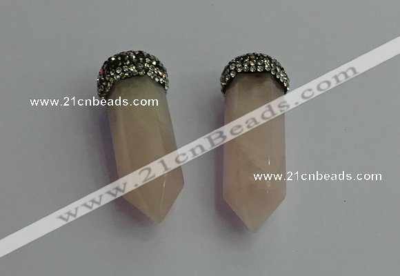 CGP411 12*45mm - 15*50mm sticks rose quartz pendants wholesale