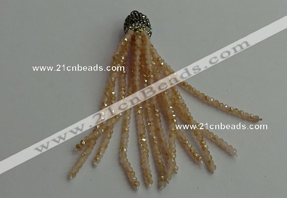 CGP420 2*3mm faceted rondelle handmade chinese crystal tassel pendants