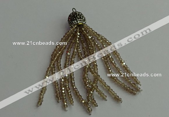 CGP421 2*3mm faceted rondelle handmade chinese crystal tassel pendants