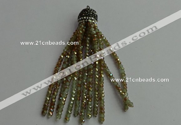 CGP422 2*3mm faceted rondelle handmade chinese crystal tassel pendants