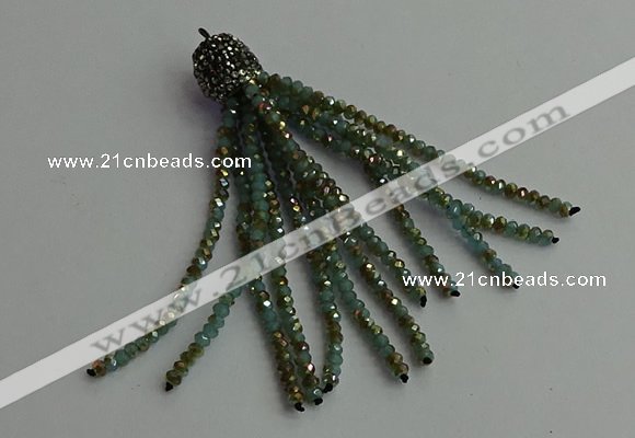 CGP423 2*3mm faceted rondelle handmade chinese crystal tassel pendants