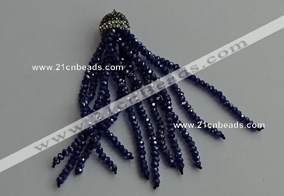 CGP428 2*3mm faceted rondelle handmade chinese crystal tassel pendants