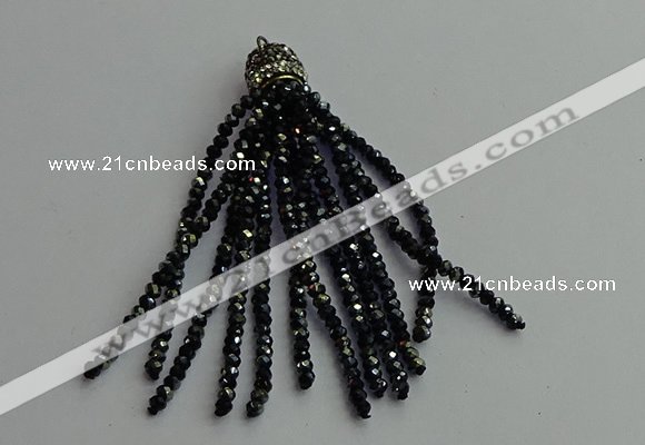 CGP429 2*3mm faceted rondelle handmade chinese crystal tassel pendants