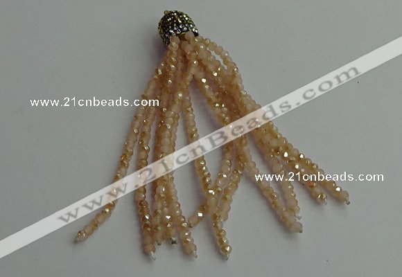 CGP435 2*3mm faceted rondelle handmade chinese crystal tassel pendants