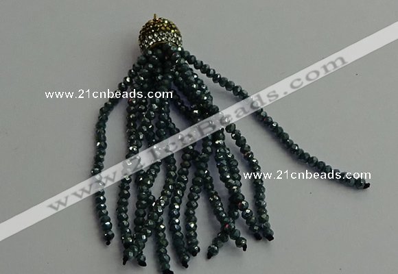 CGP440 2*3mm faceted rondelle handmade chinese crystal tassel pendants