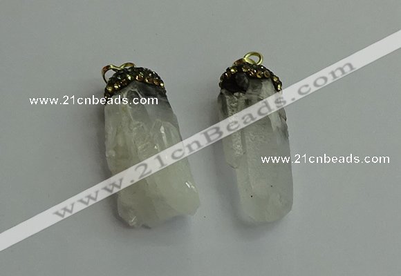 CGP488 15*35mm - 18*45mm nugget white crystal pendants wholesale