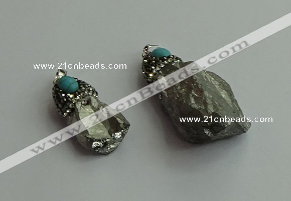 CGP497 15*30mm - 25*40mm nugget plated quartz pendants wholesale