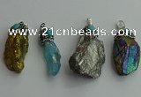 CGP500 15*30mm - 25*40mm nugget plated quartz pendants wholesale