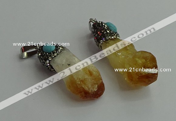 CGP502 15*35mm - 18*45mm nugget citrine pendants wholesale