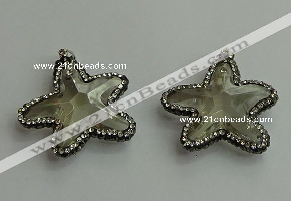 CGP506 35*35mm star crystal glass pendants wholesale