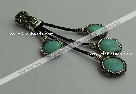CGP531 16*18mm freeform turquoise tassel pendants wholesale