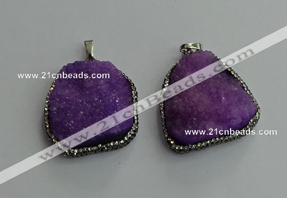 CGP592 25*40mm - 30*45mm freeform druzy agate gemstone pendants