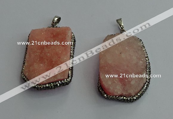 CGP593 25*40mm - 30*45mm freeform druzy agate gemstone pendants