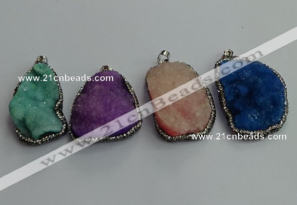CGP598 25*40mm - 30*45mm freeform druzy agate gemstone pendants