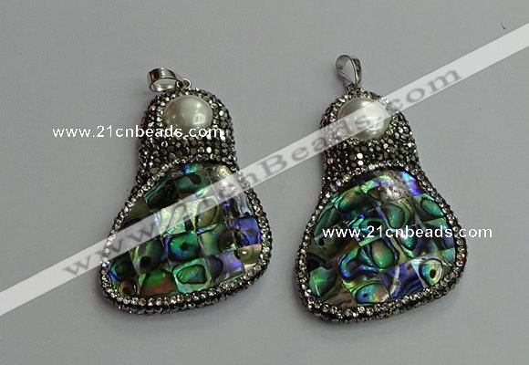 CGP612 35*55mm freeform abalone shell & shell pearl pendants